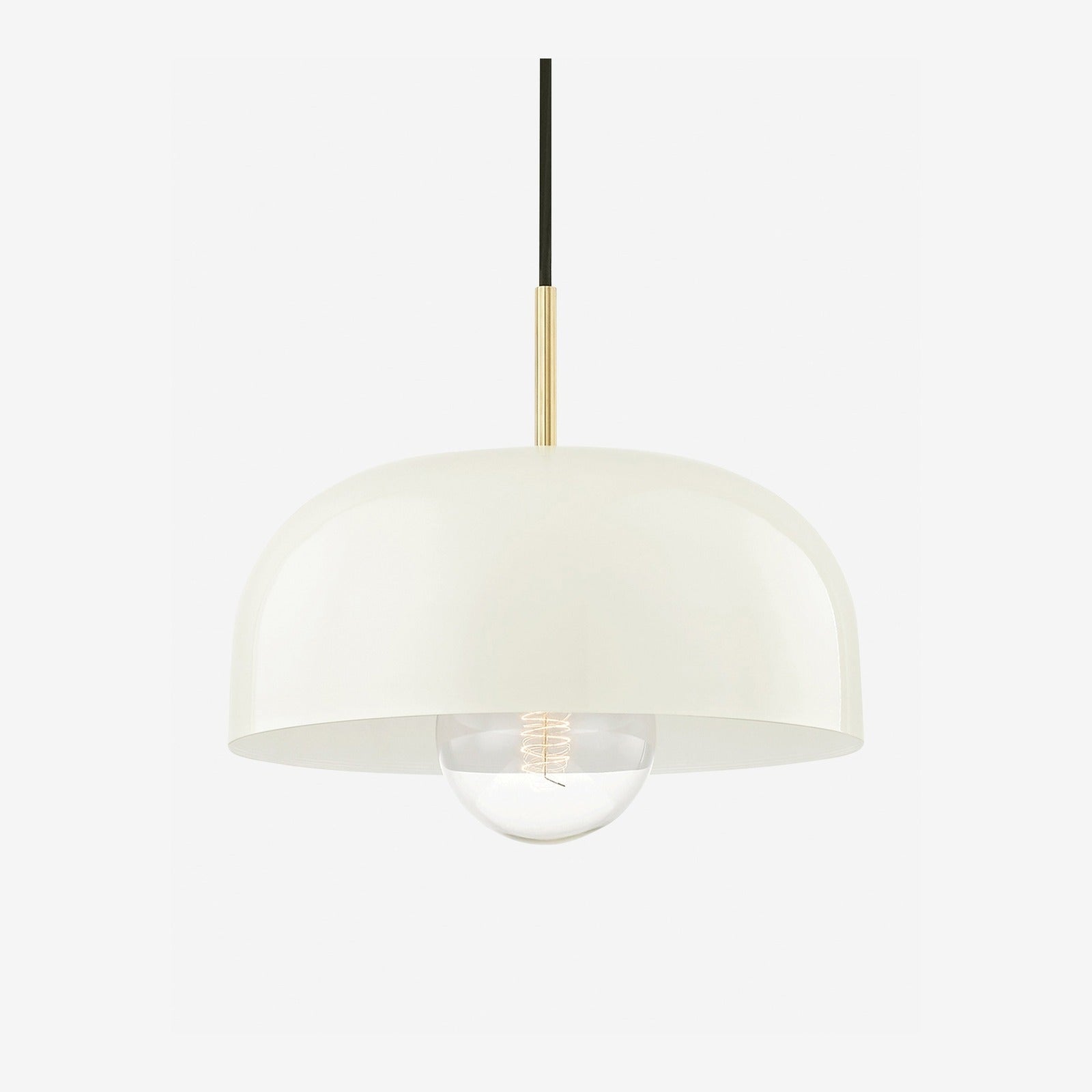 Nadia Aged Brass Cream Dome Pendant Light