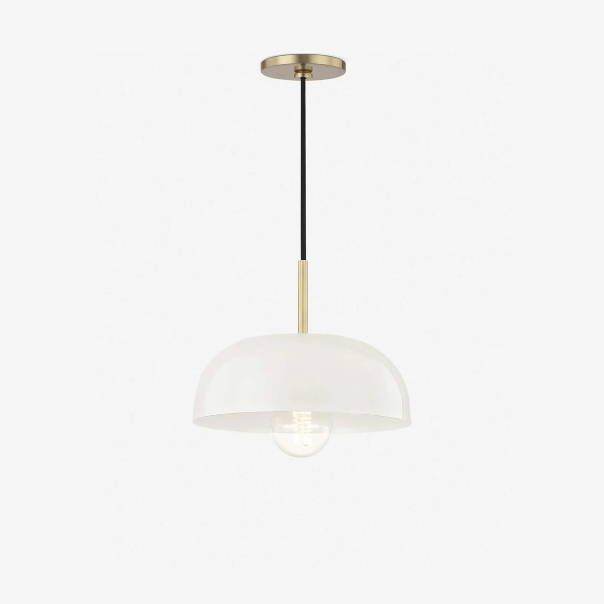 Nadia Aged Brass Cream Dome Pendant Light