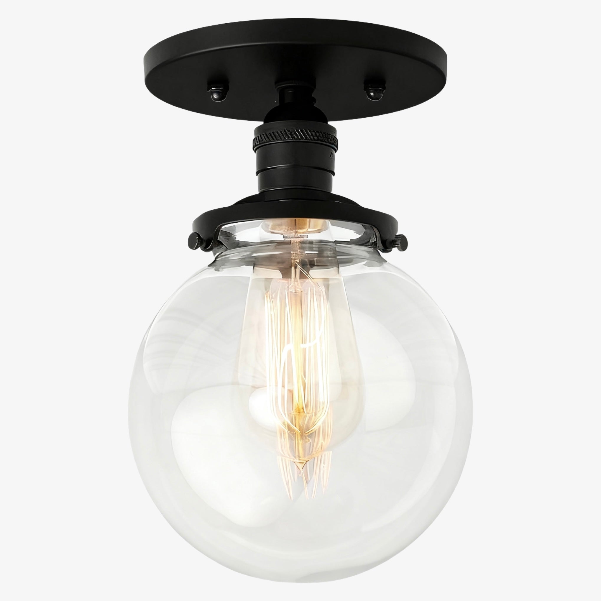 Pearl  Clear Glass Retro Globe Ceiling Light Bedroom