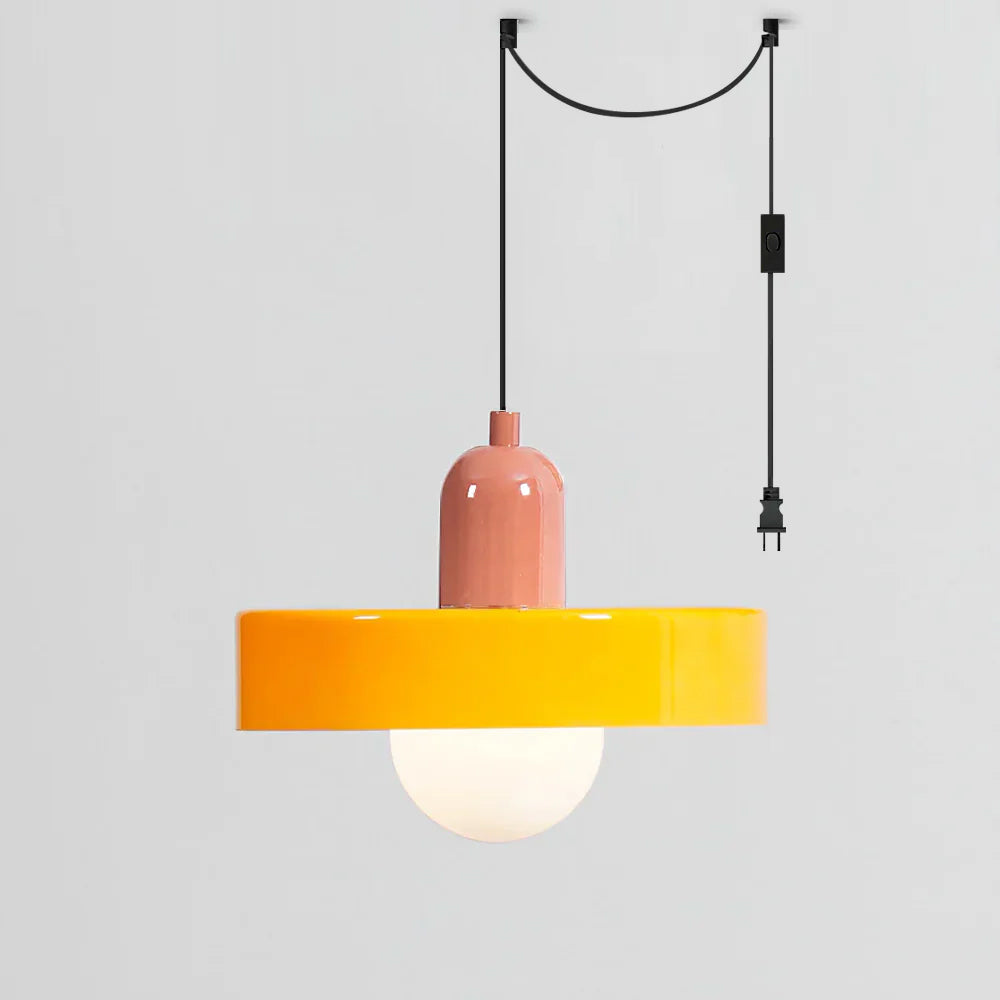 Jovial Minimalist Disc Orb Swag Glass Lights - Lamp Copper