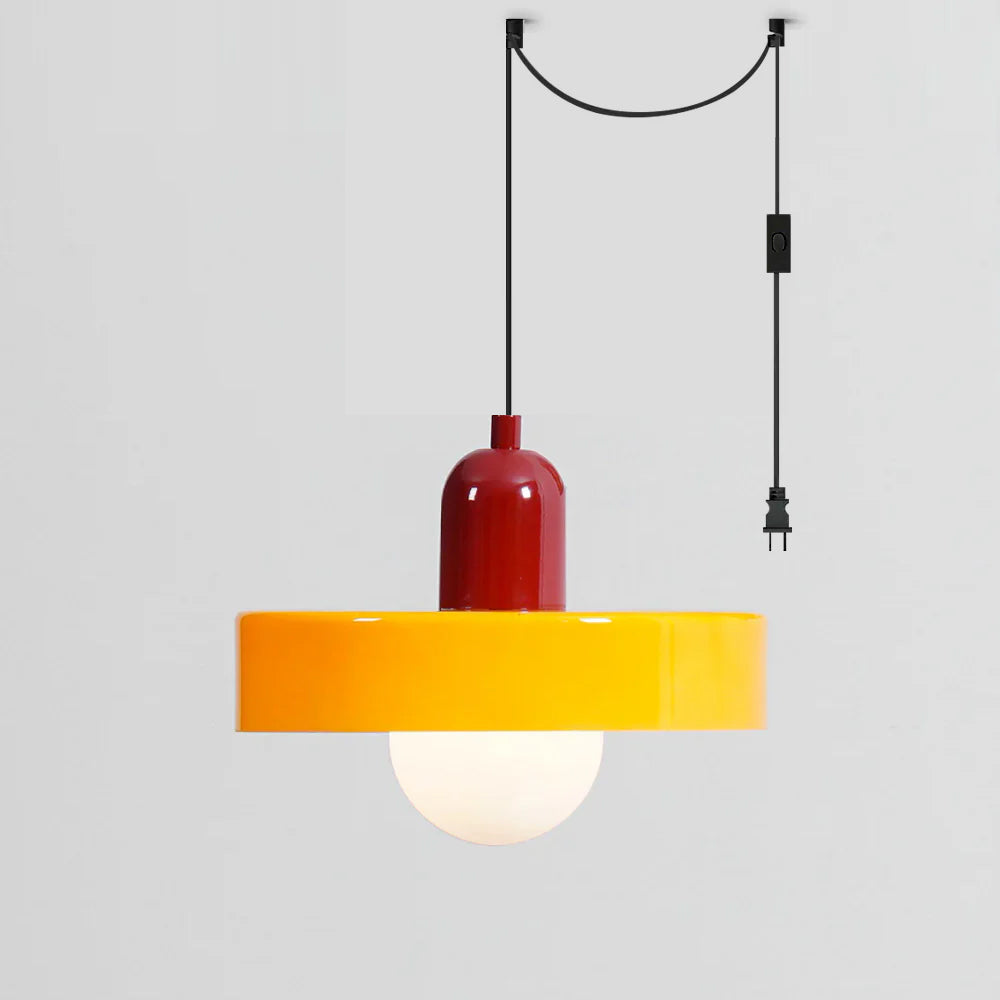 Jovial Minimalist Disc Orb Swag Glass Lights - Lamp Copper