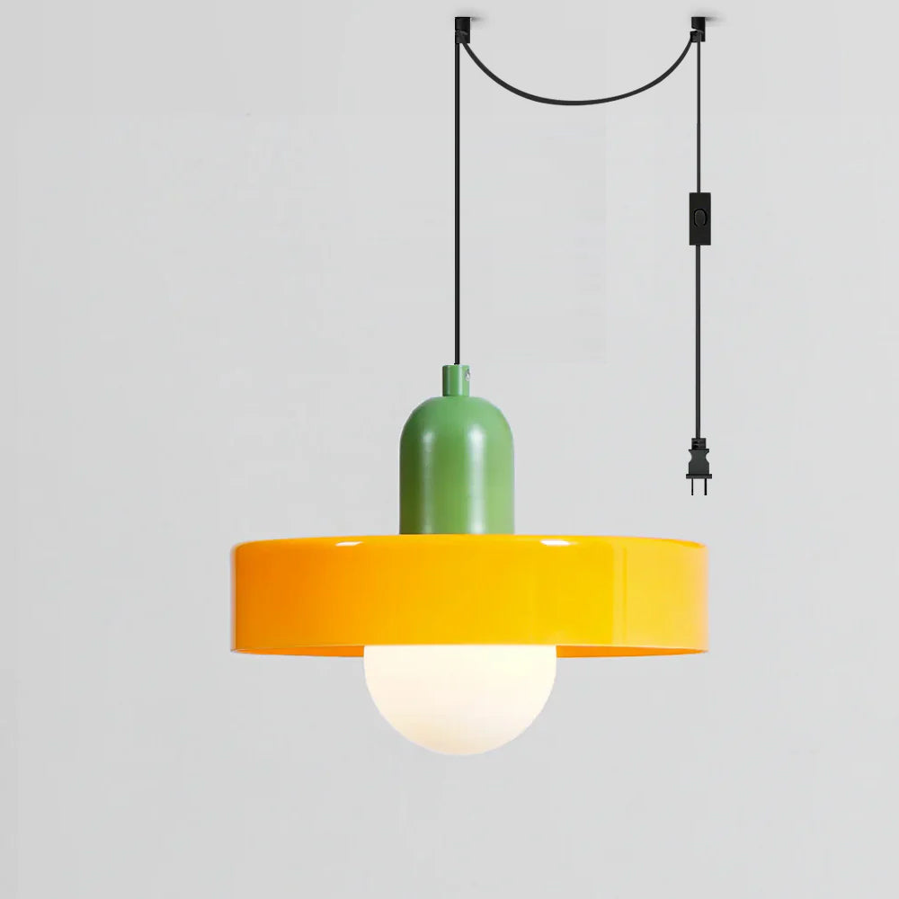 Jovial Minimalist Disc Orb Swag Glass Lights - Lamp Copper