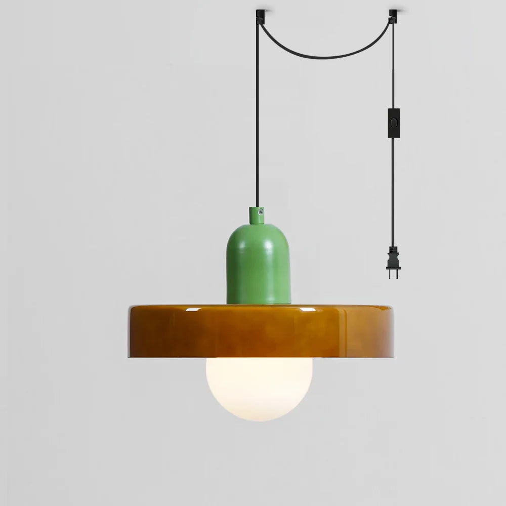 Jovial Minimalist Disc Orb Swag Glass Lights - Lamp Copper