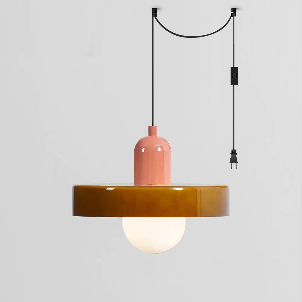 Jovial Minimalist Disc Orb Swag Glass Lights - Lamp Copper