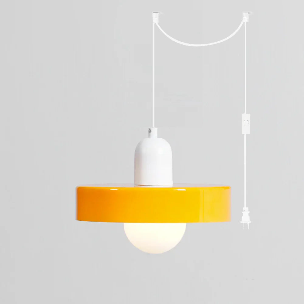 Jovial Minimalist Disc Orb Swag Glass Lights - Lamp Copper