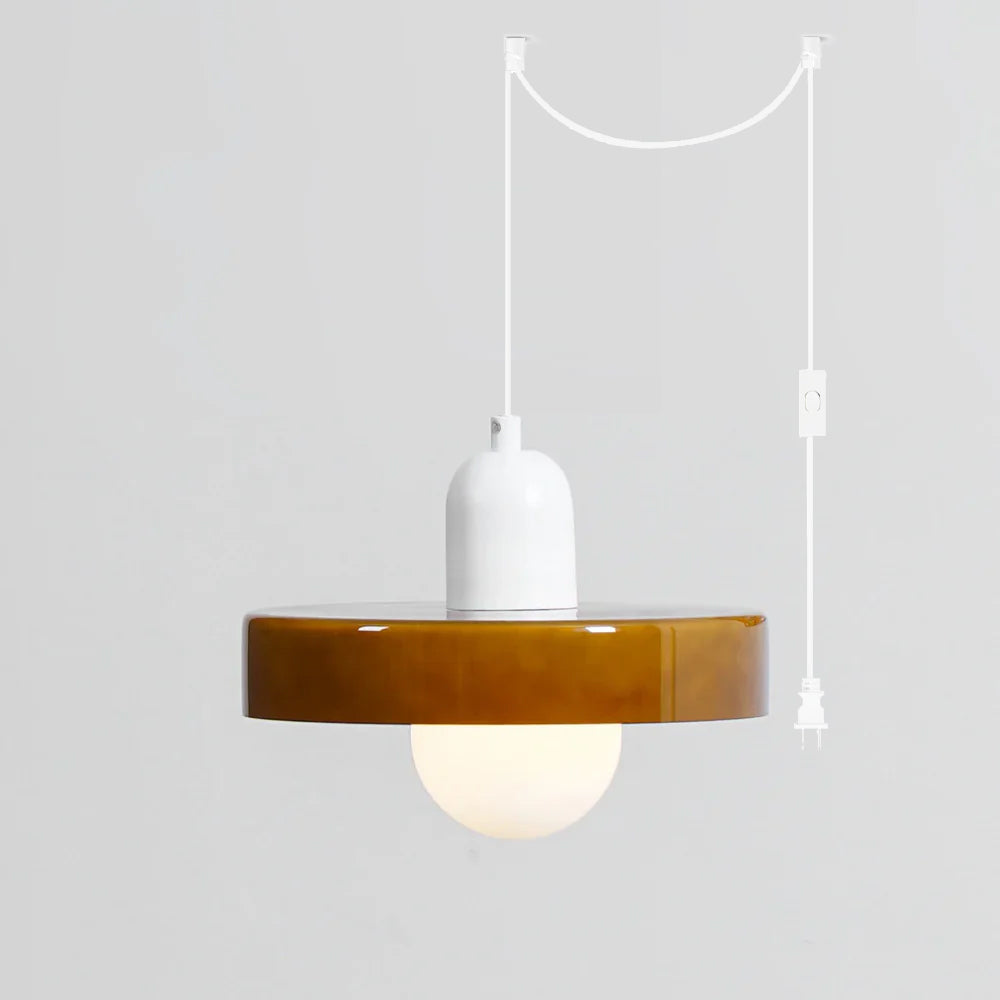 Jovial Minimalist Disc Orb Swag Glass Lights - Lamp Copper