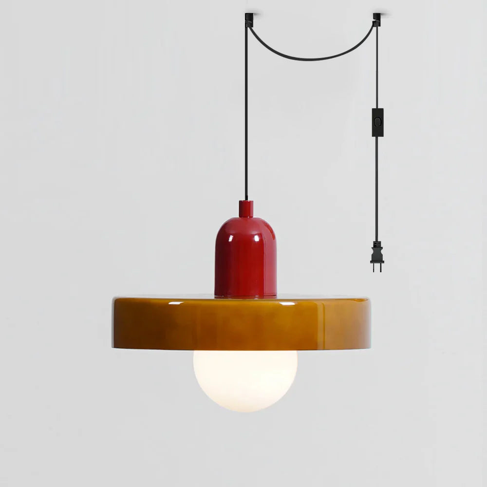 Jovial Minimalist Disc Orb Swag Glass Lights - Lamp Copper