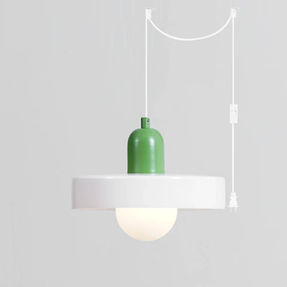 Jovial Minimalist Disc Orb Swag Glass Lights - Lamp Copper