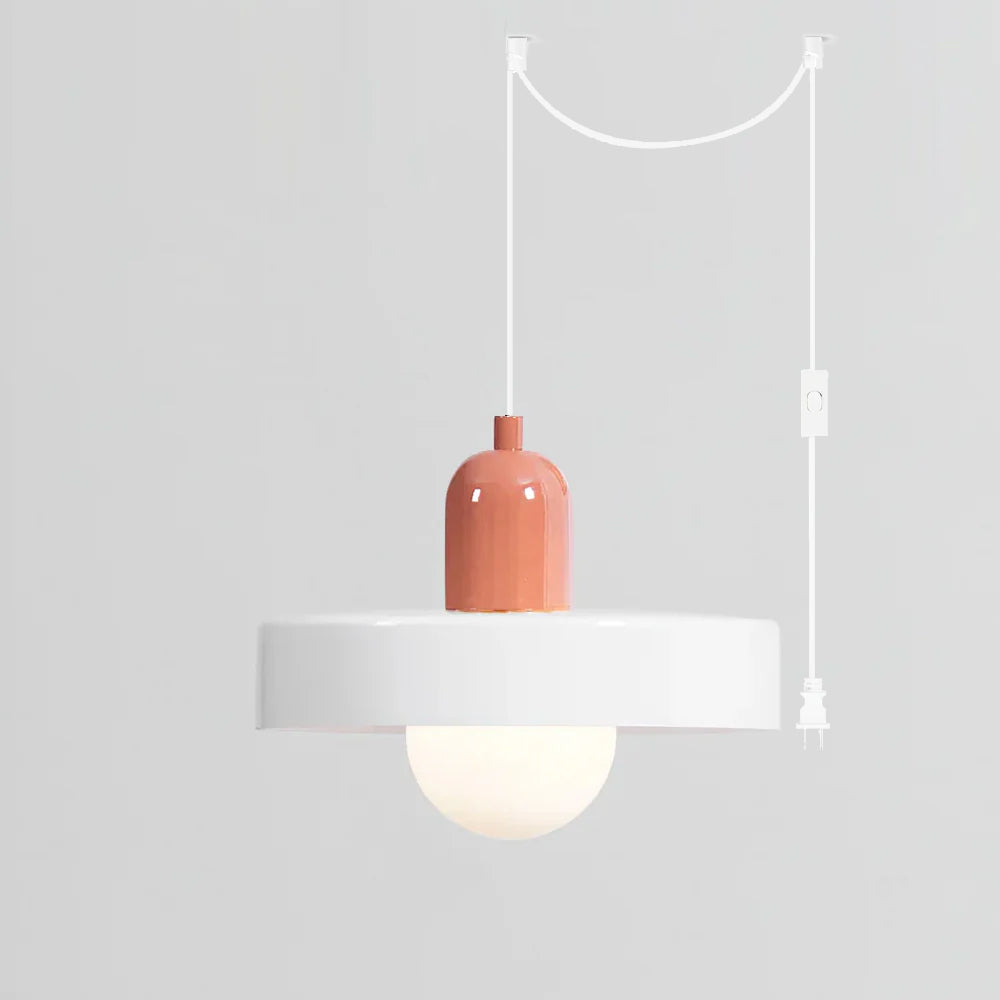 Jovial Minimalist Disc Orb Swag Glass Lights - Lamp Copper