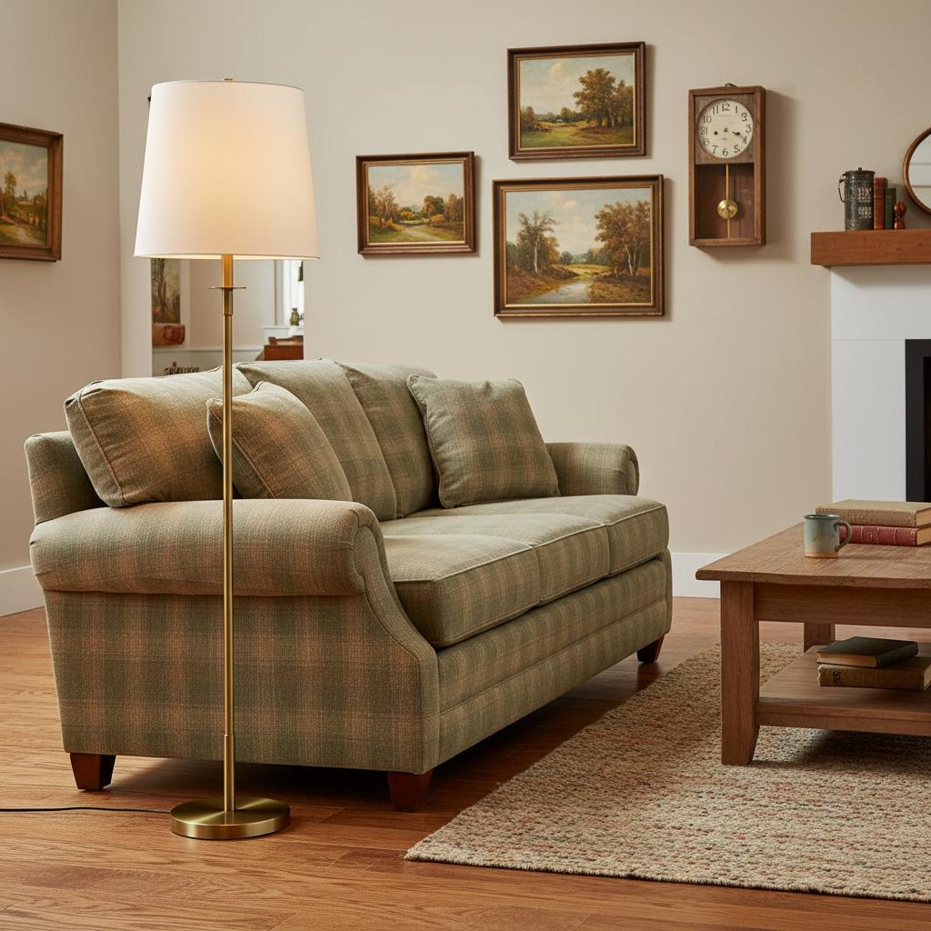 Lodge Brass Linen Floor Lamp