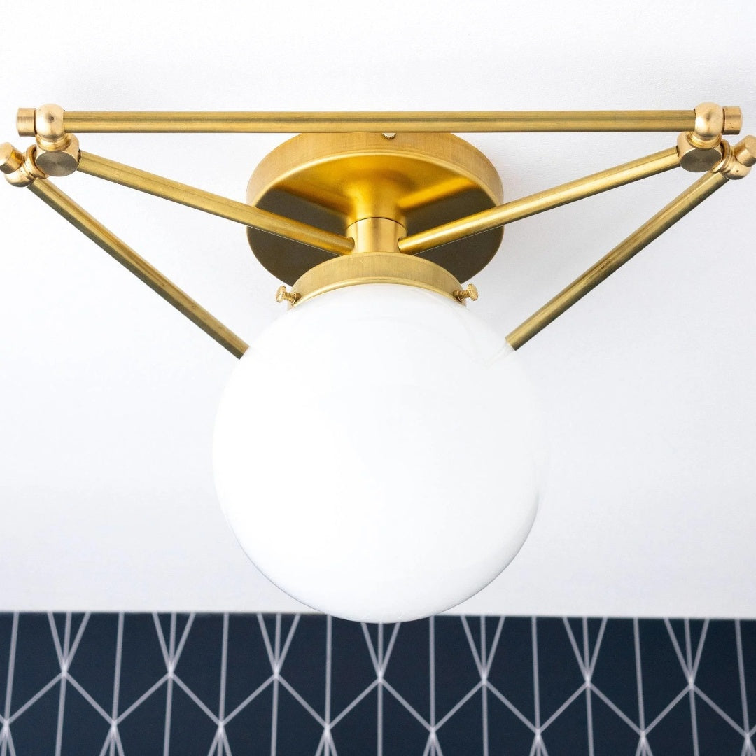 Pearl  Geometric Brass Flush Mount Ceiling Light