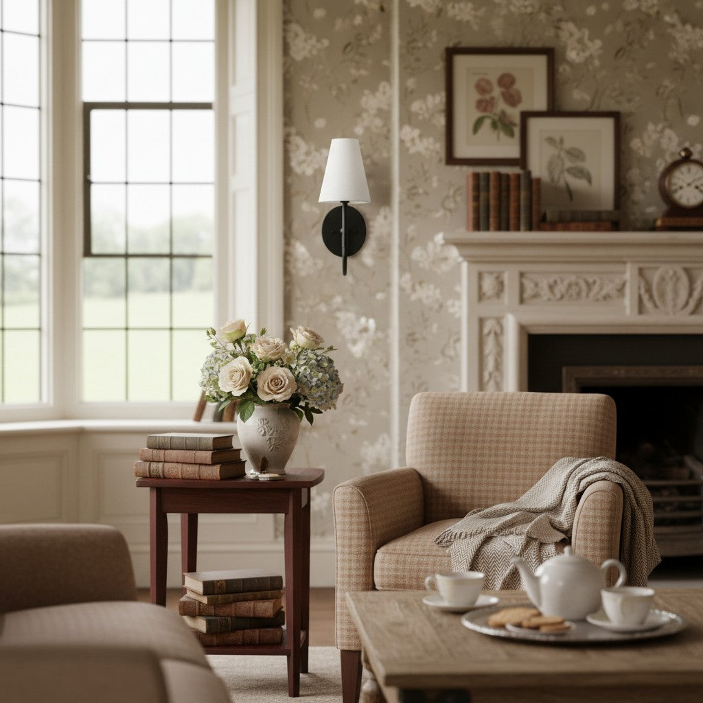 Disc Traditional Linen Wall Sconce Bedrooms