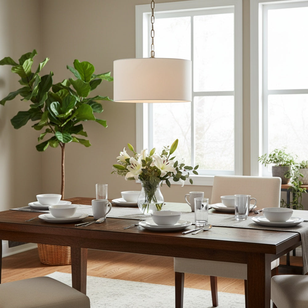 Rowan  Linen Drum Pendant Light  For Kitchen