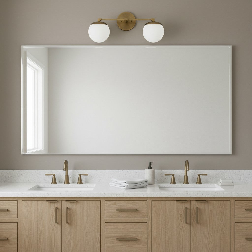 Pearl Milk Glass  Brass Wall Sconce Bathroom