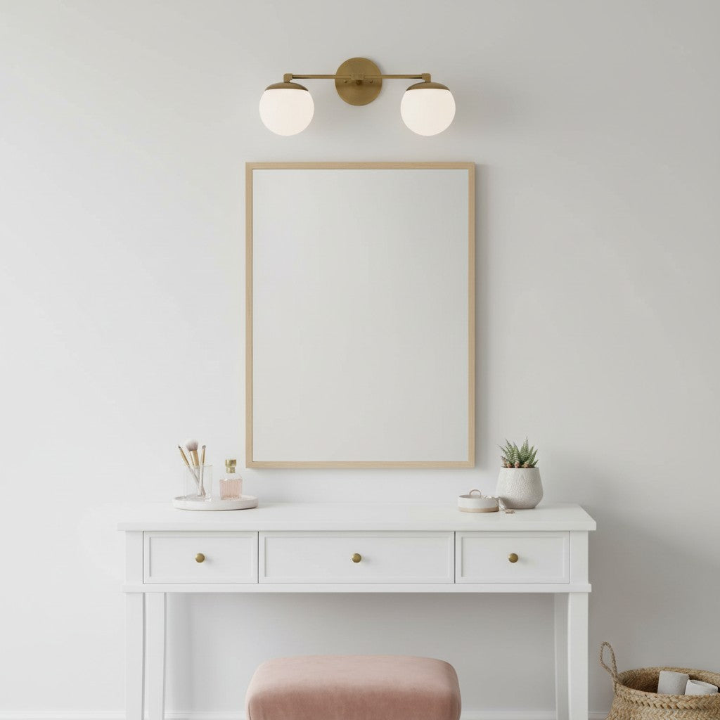 Pearl Milk Glass  Brass Wall Sconce Bathroom