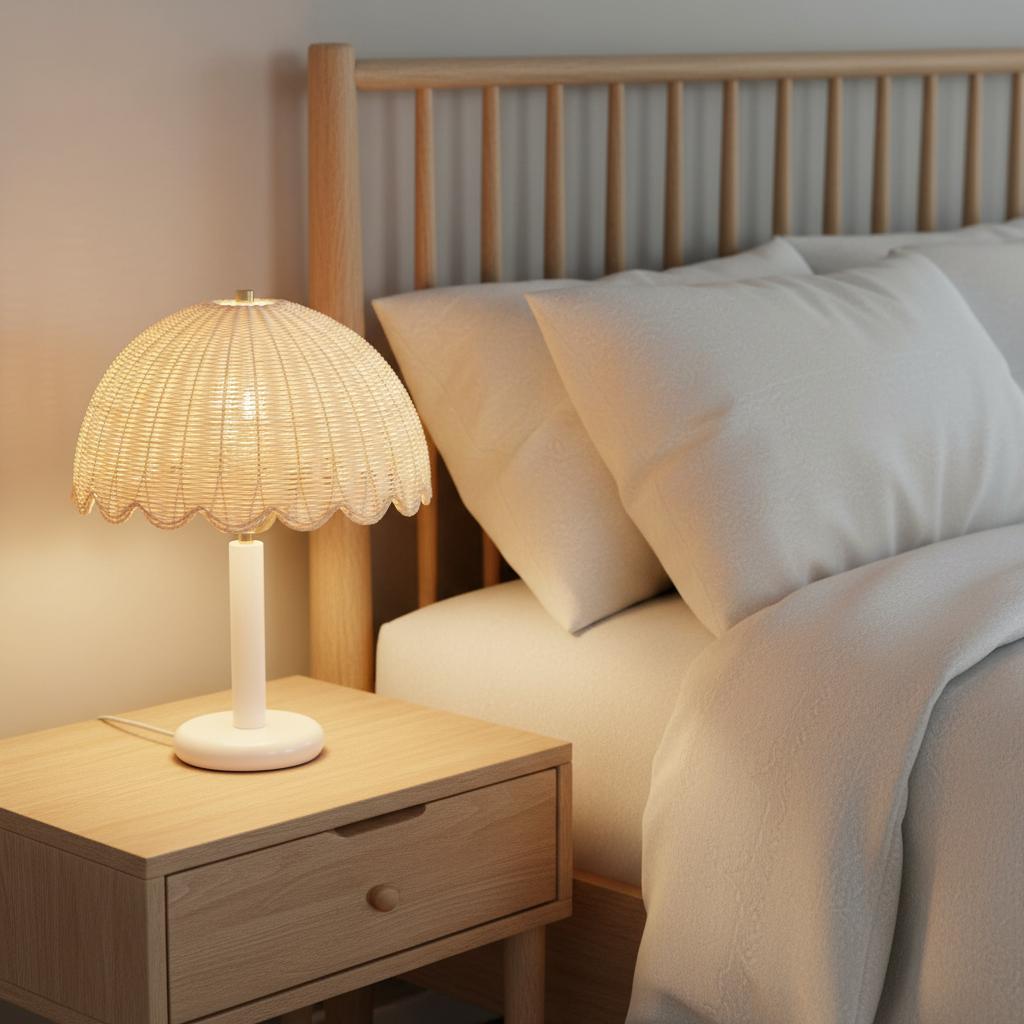 Fungi Table Lamp Rattan&Wood