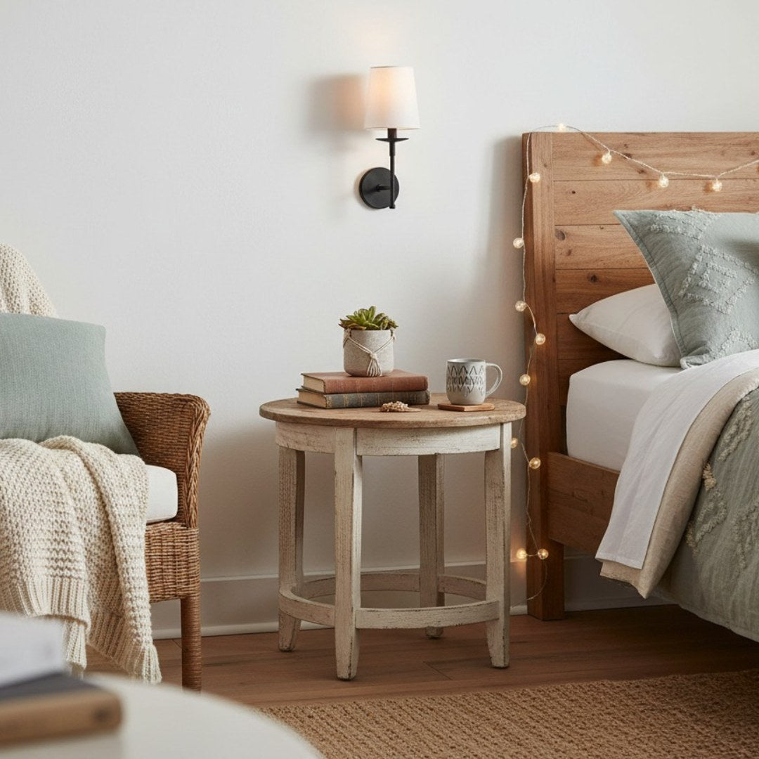 Lodge Brass Fabric Wall Light