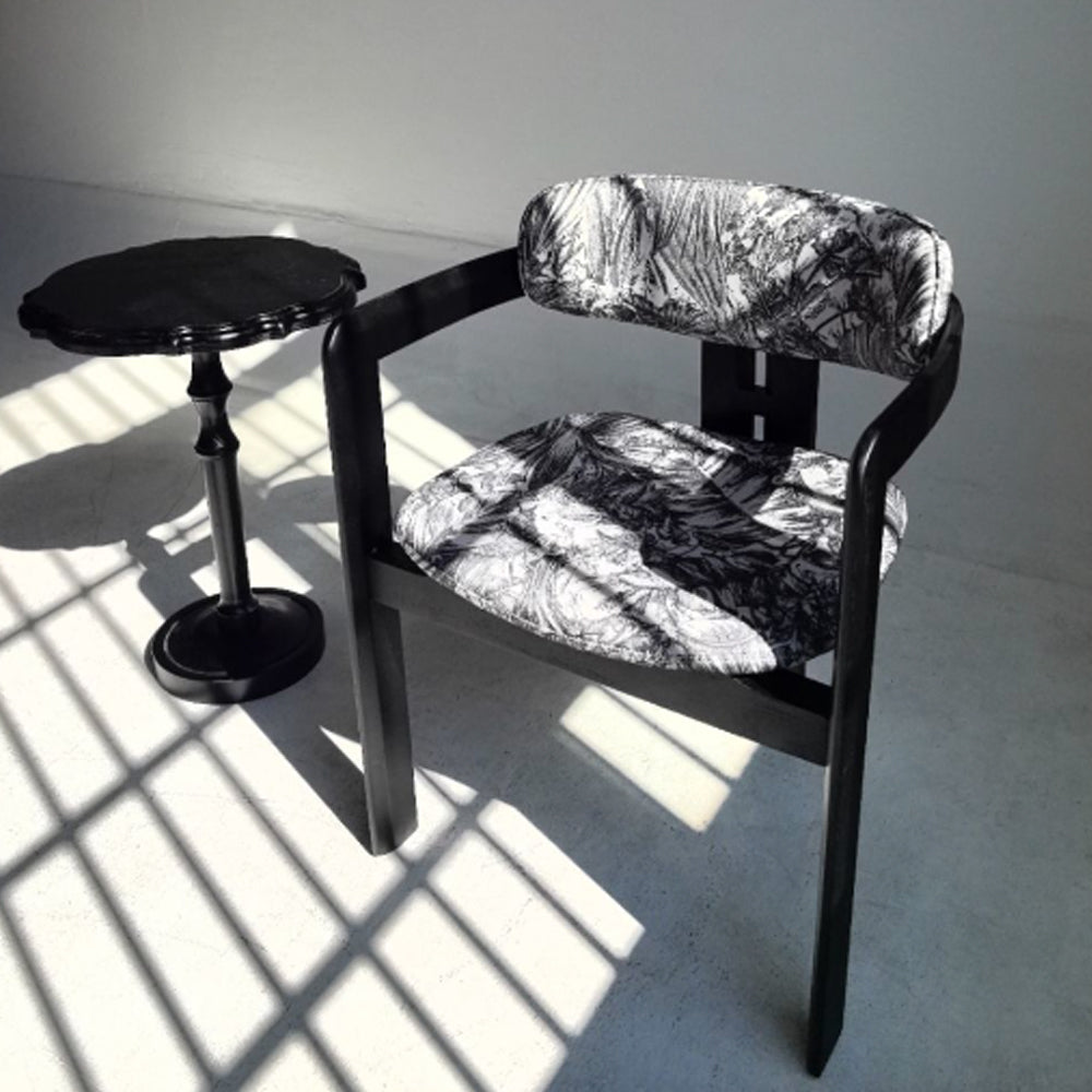 Arden Chair with Retro Fabric Pattern and Ash Wood Legs