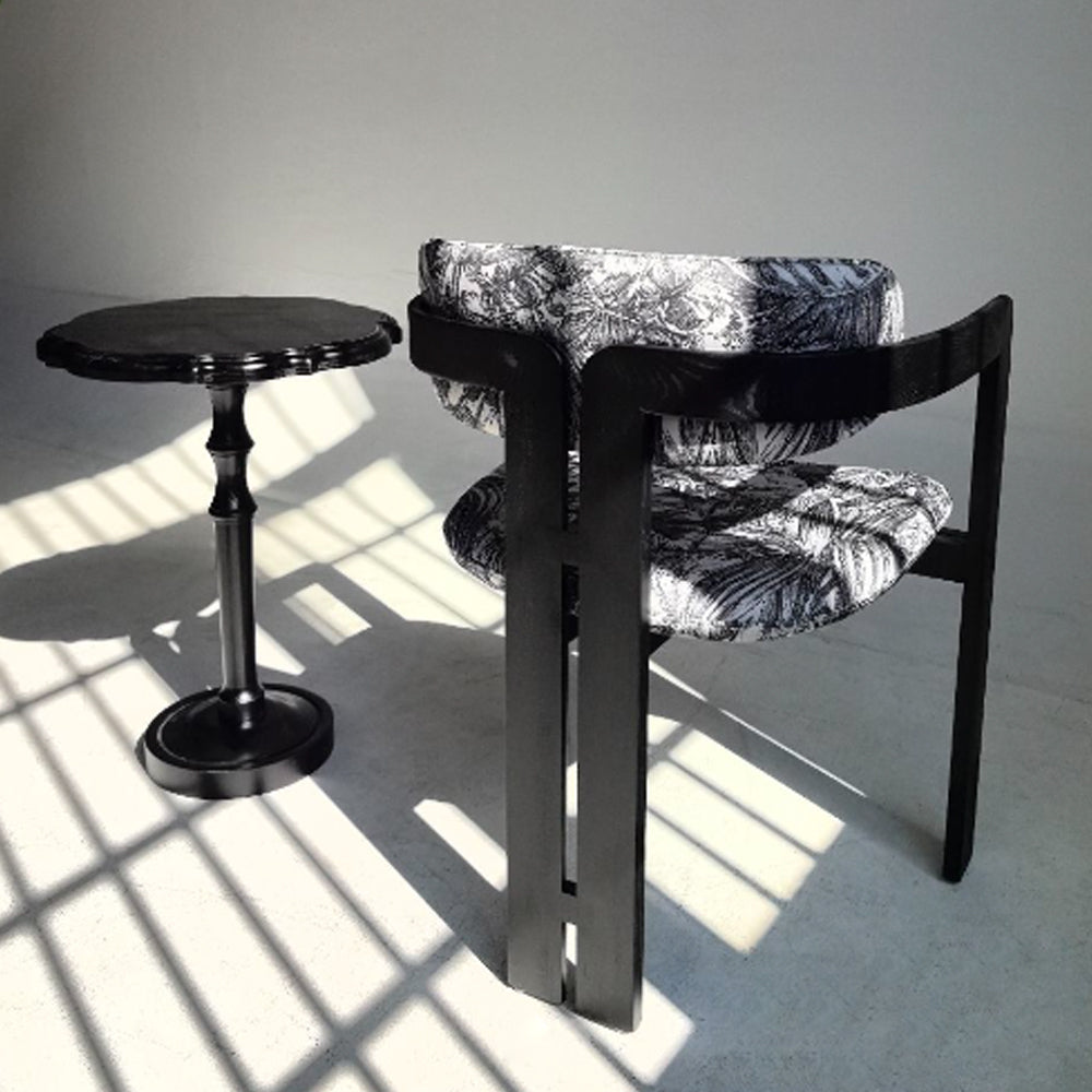 Arden Chair with Retro Fabric Pattern and Ash Wood Legs