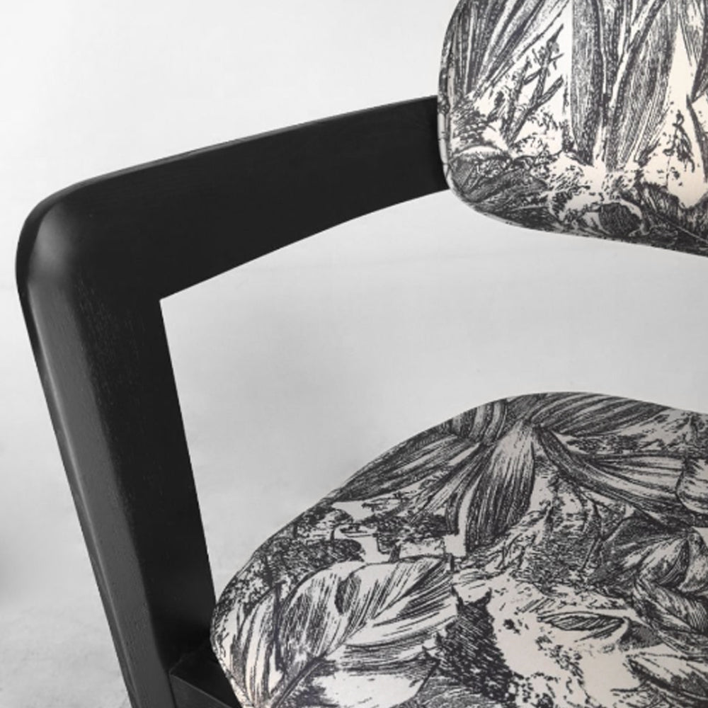 Arden Chair with Retro Fabric Pattern and Ash Wood Legs
