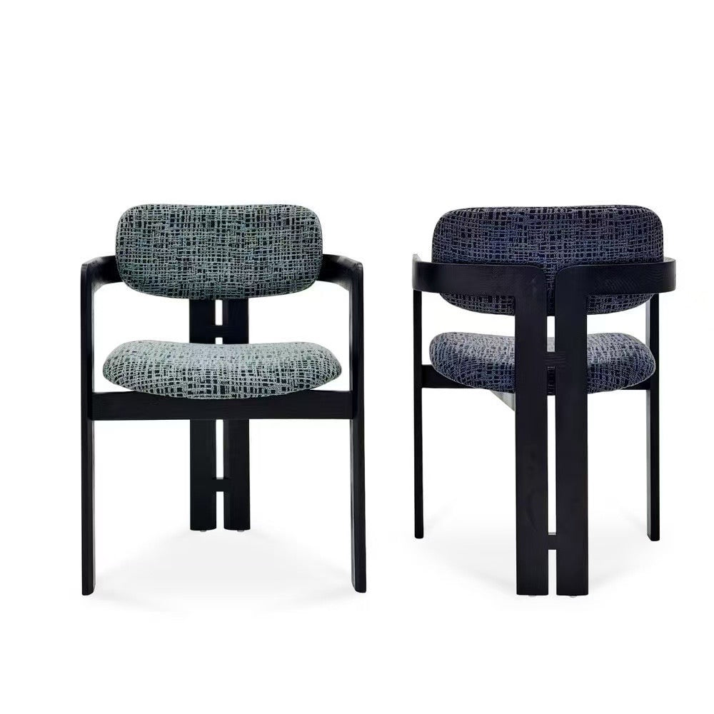Arden Chair with Retro Fabric Pattern and Ash Wood Legs
