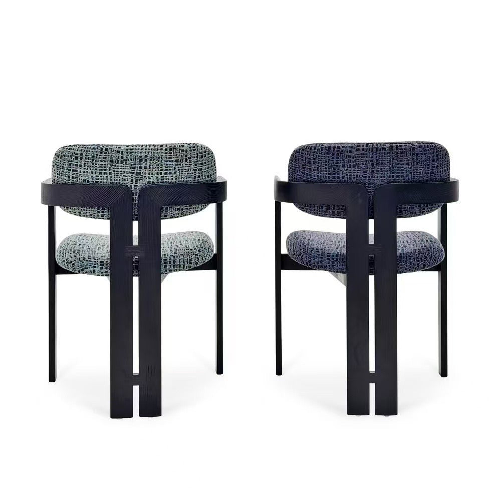 Arden Chair with Retro Fabric Pattern and Ash Wood Legs