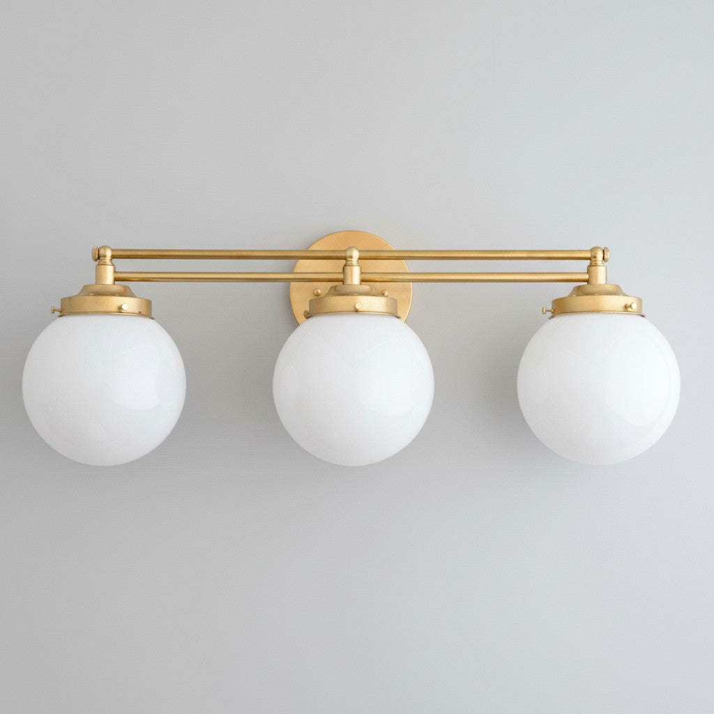 Pearl Wall Sconce Milk Glass Antique Brass  for  Bedroom