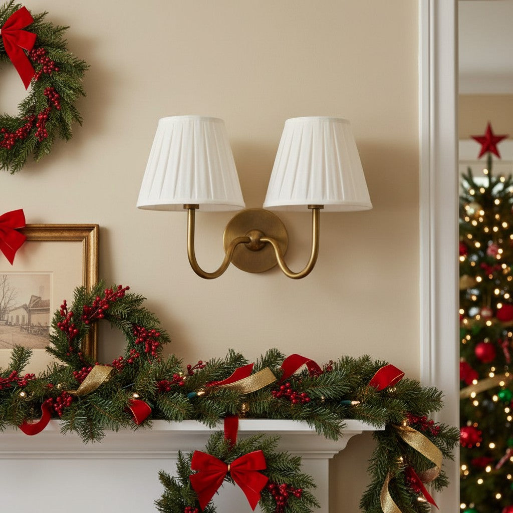 Grace Brass Linen Wall Lamp