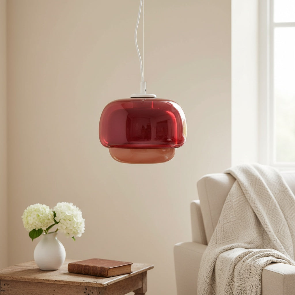 Orbit Modern Mushroom Pendant Light Colored Glass