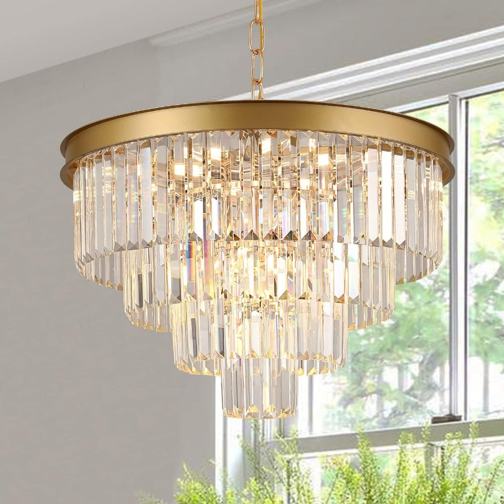 Kristy Modern LED Decorative Luxury Pendant Light Crystal Metal Ring Bedroom Living Room - Letslighting