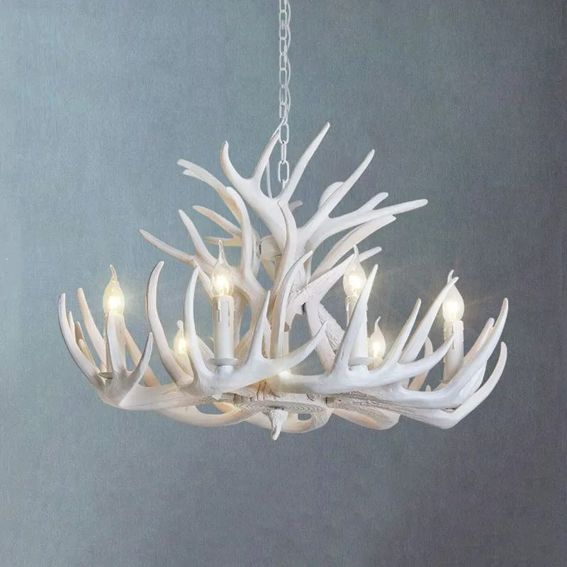 Silva Rustic Antler Metal Resin Chandelier Dining Room - Letslighting