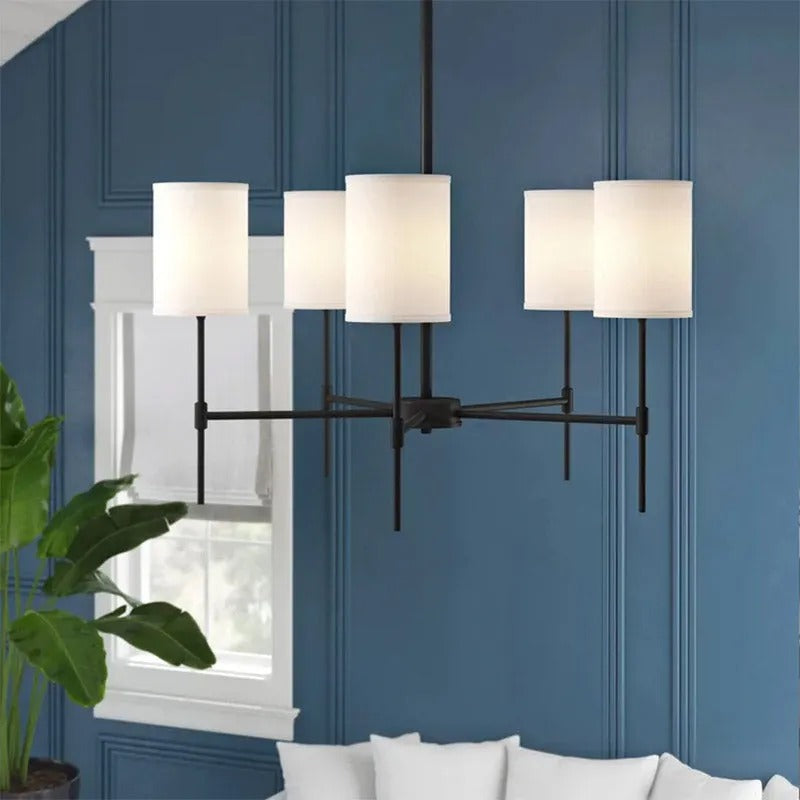 Silva Modern LED Chandelier Metal Fabric Bedroom Living Room - Letslighting