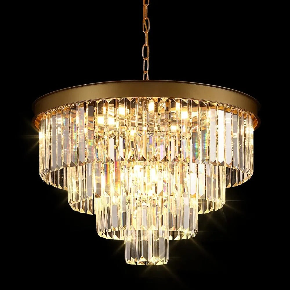 Kristy Modern LED Decorative Luxury Pendant Light Crystal Metal Ring Bedroom Living Room - Letslighting