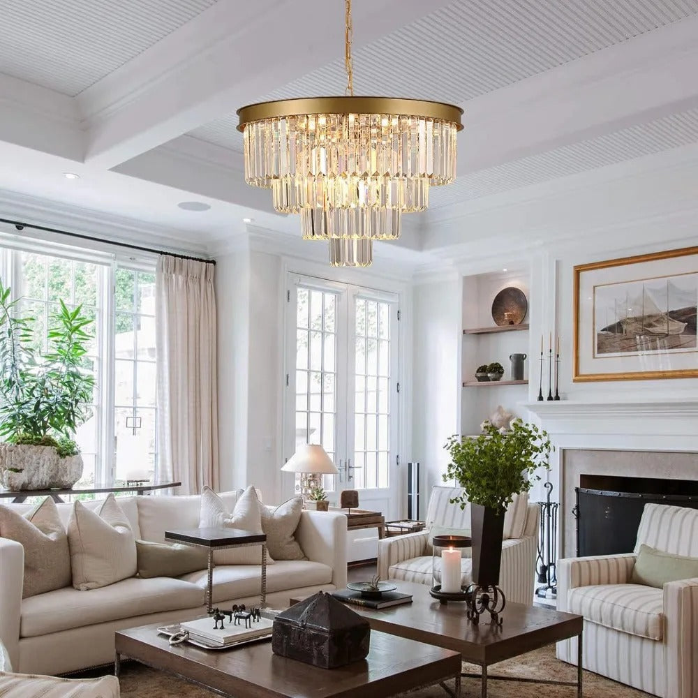 Kristy Modern LED Decorative Luxury Pendant Light Crystal Metal Ring Bedroom Living Room - Letslighting