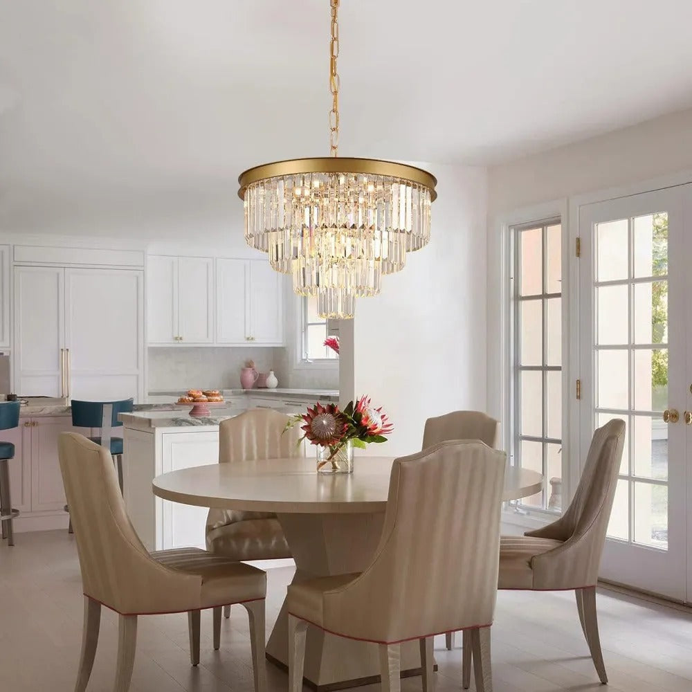 Kristy Modern LED Decorative Luxury Pendant Light Crystal Metal Ring Bedroom Living Room - Letslighting
