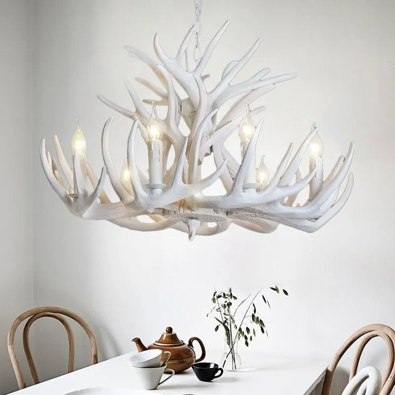 Silva Rustic Antler Metal Resin Chandelier Dining Room - Letslighting
