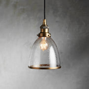 Thea Industrial Cloche Pendant in Antiqued Brass