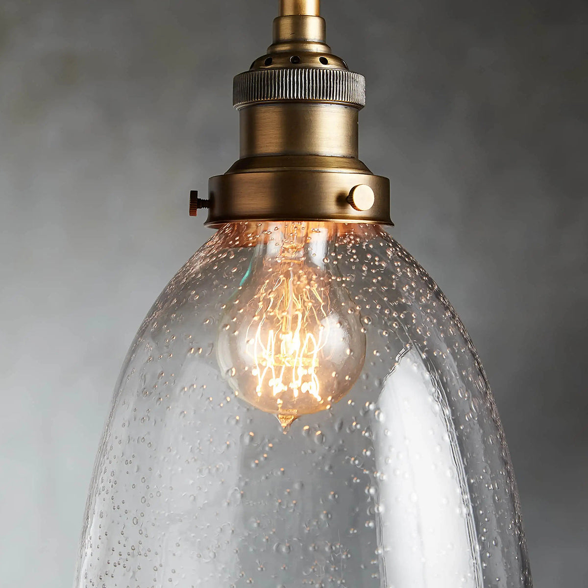 Thea Industrial Cloche Pendant in Antiqued Brass