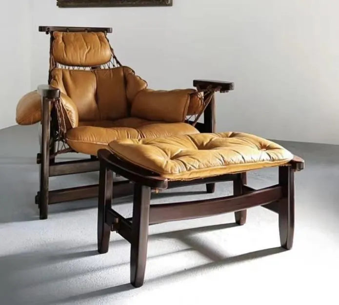 Bryce Chair & Ottoman – Premium Wood & Leather Design