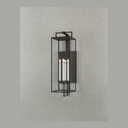 Valeria Forged Iron Clear Glass Indoor Outdoor Lantern Sconce