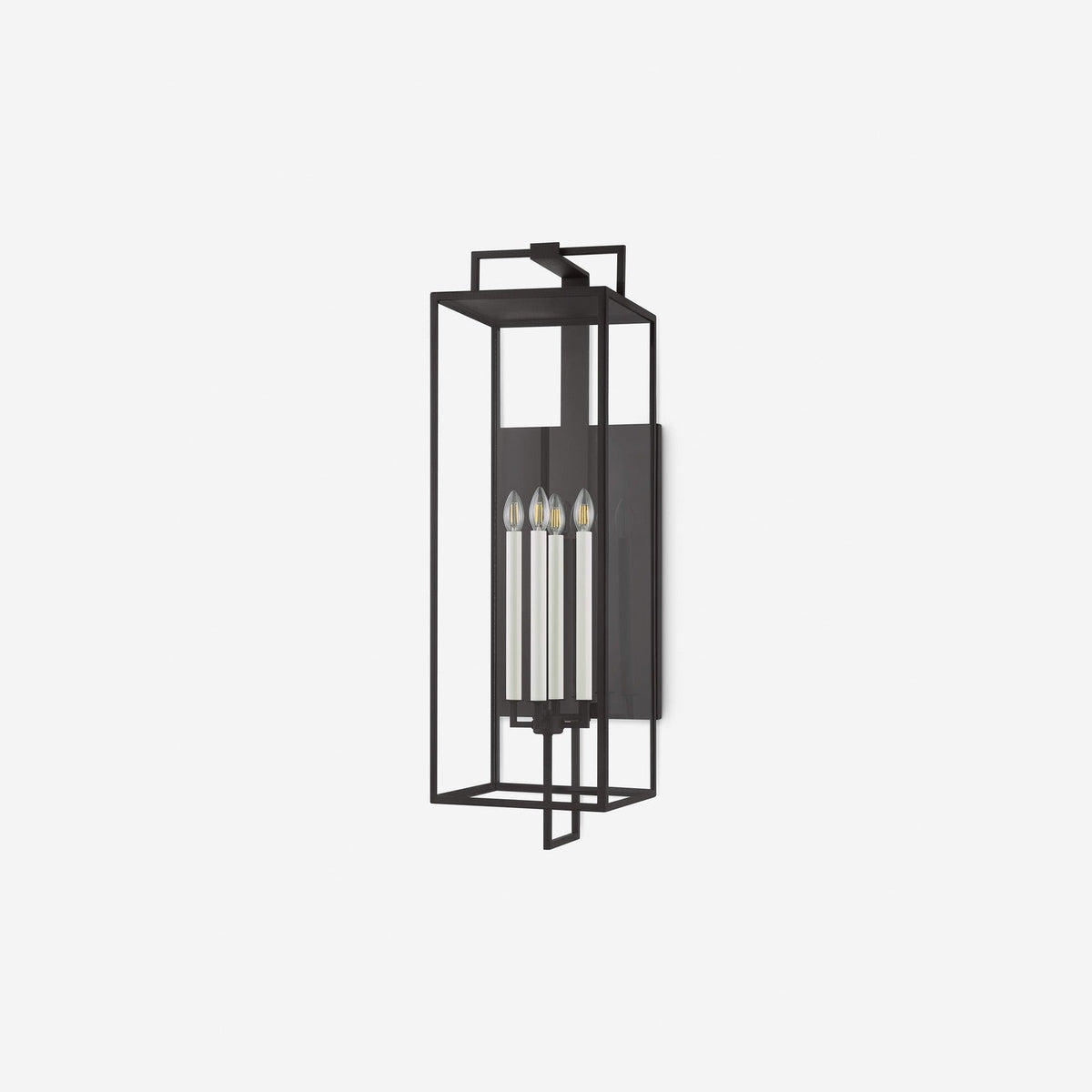 Valeria Forged Iron Clear Glass Indoor Outdoor Lantern Sconce