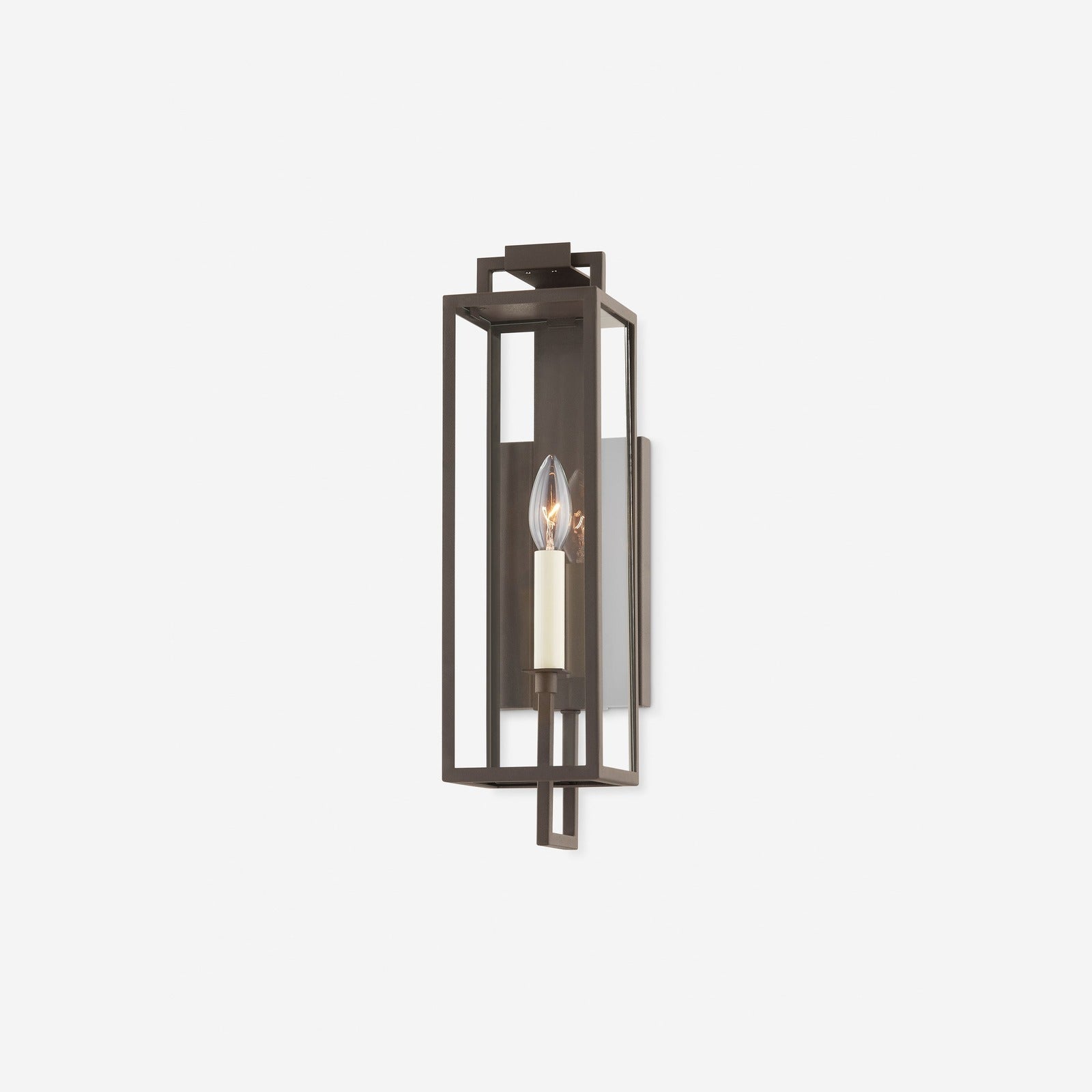 Valeria Forged Iron Clear Glass Indoor Outdoor Lantern Sconce