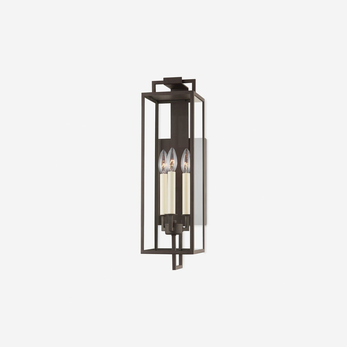 Valeria Forged Iron Clear Glass Indoor Outdoor Lantern Sconce