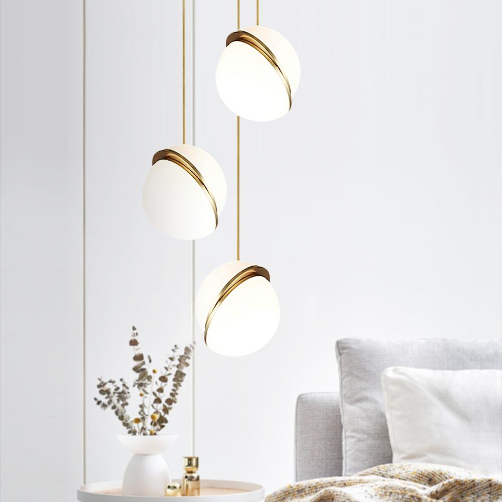 Waegnuvyt Sliced Globe White Metal Pendant Light