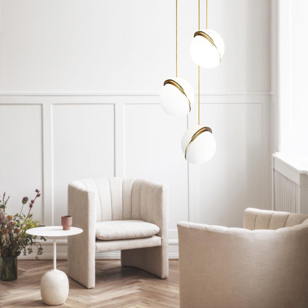 Waegnuvyt Sliced Globe White Metal Pendant Light