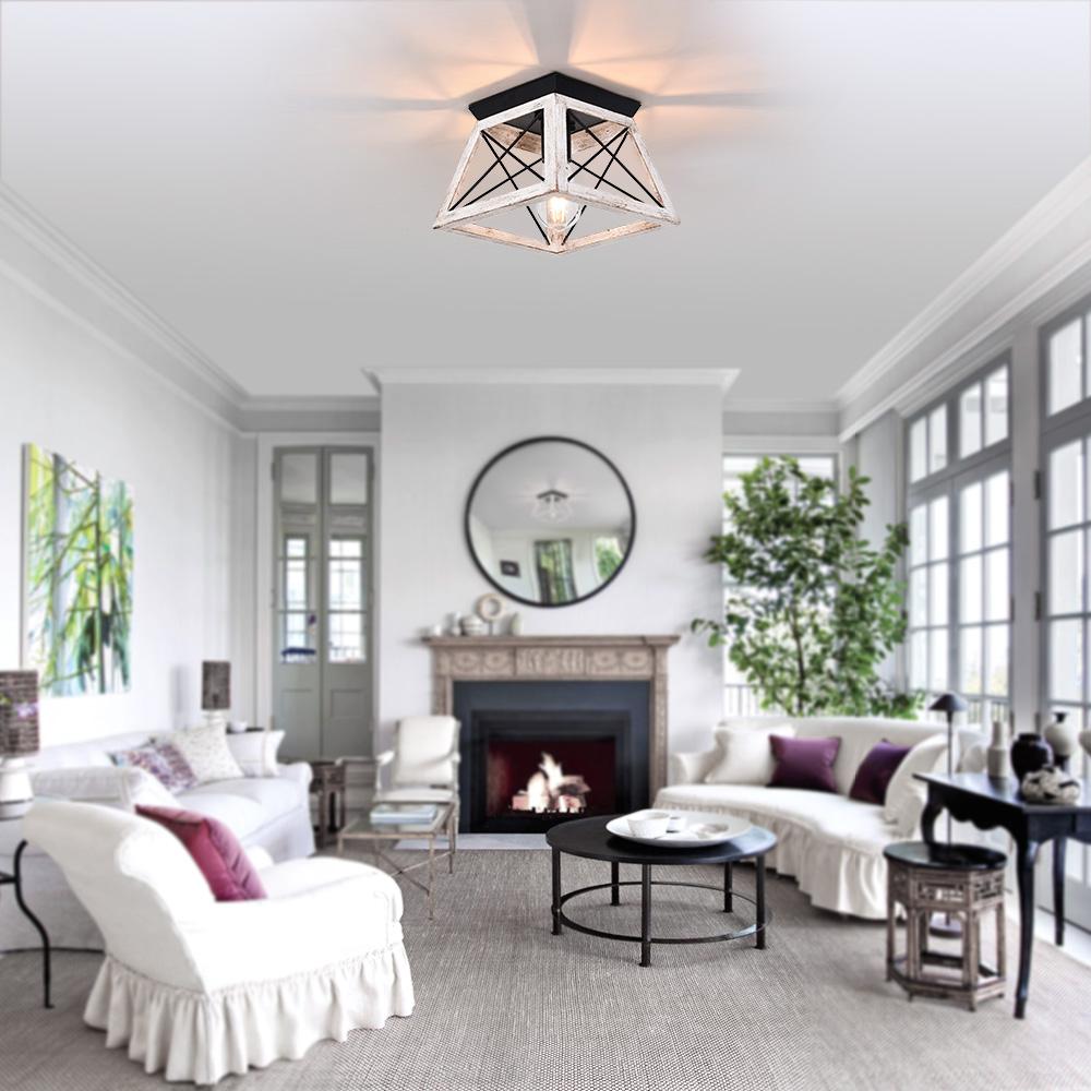 Sindri Modern Farmhouse Metal Flush Mount Light