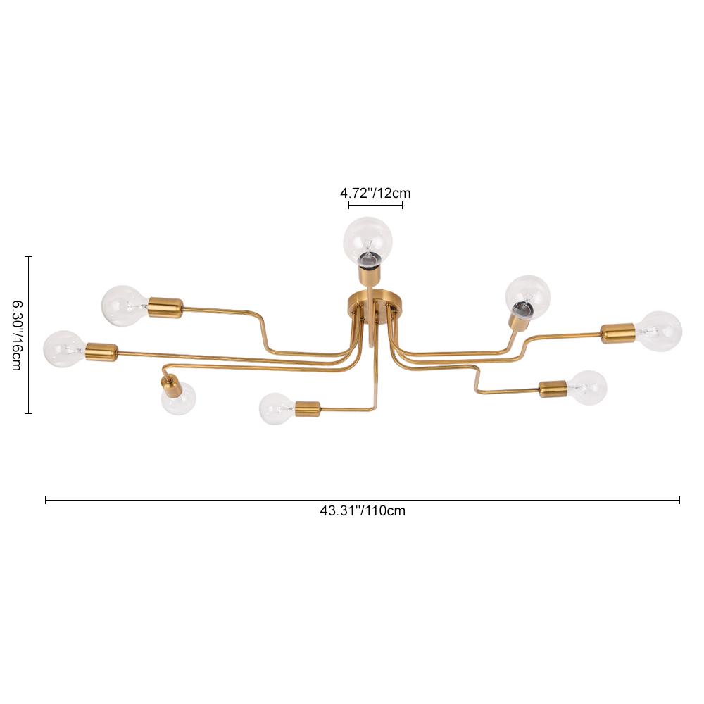Qvistunix Modern Industrial Sputnik Metal Semi Flush Light