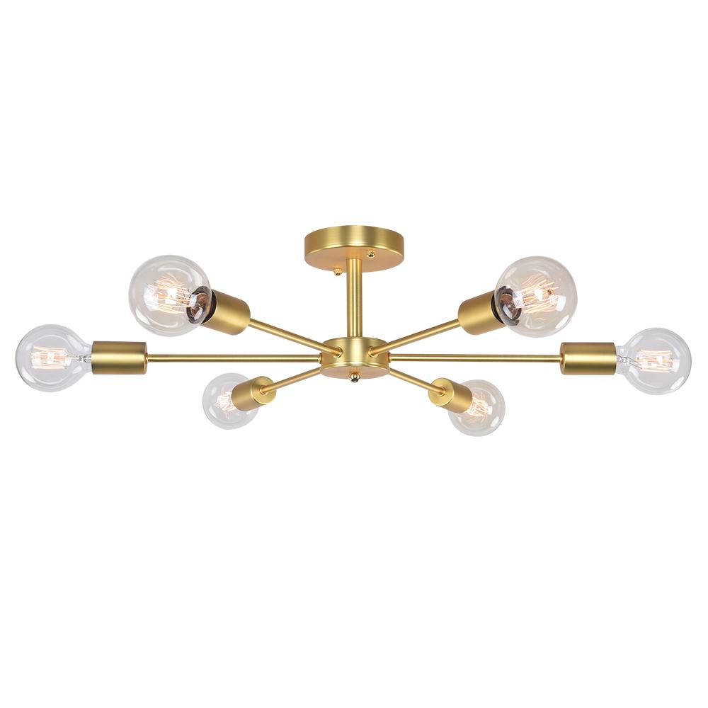 Xyla Modern Mid-Century Sputnik Metal Semi Flush Light