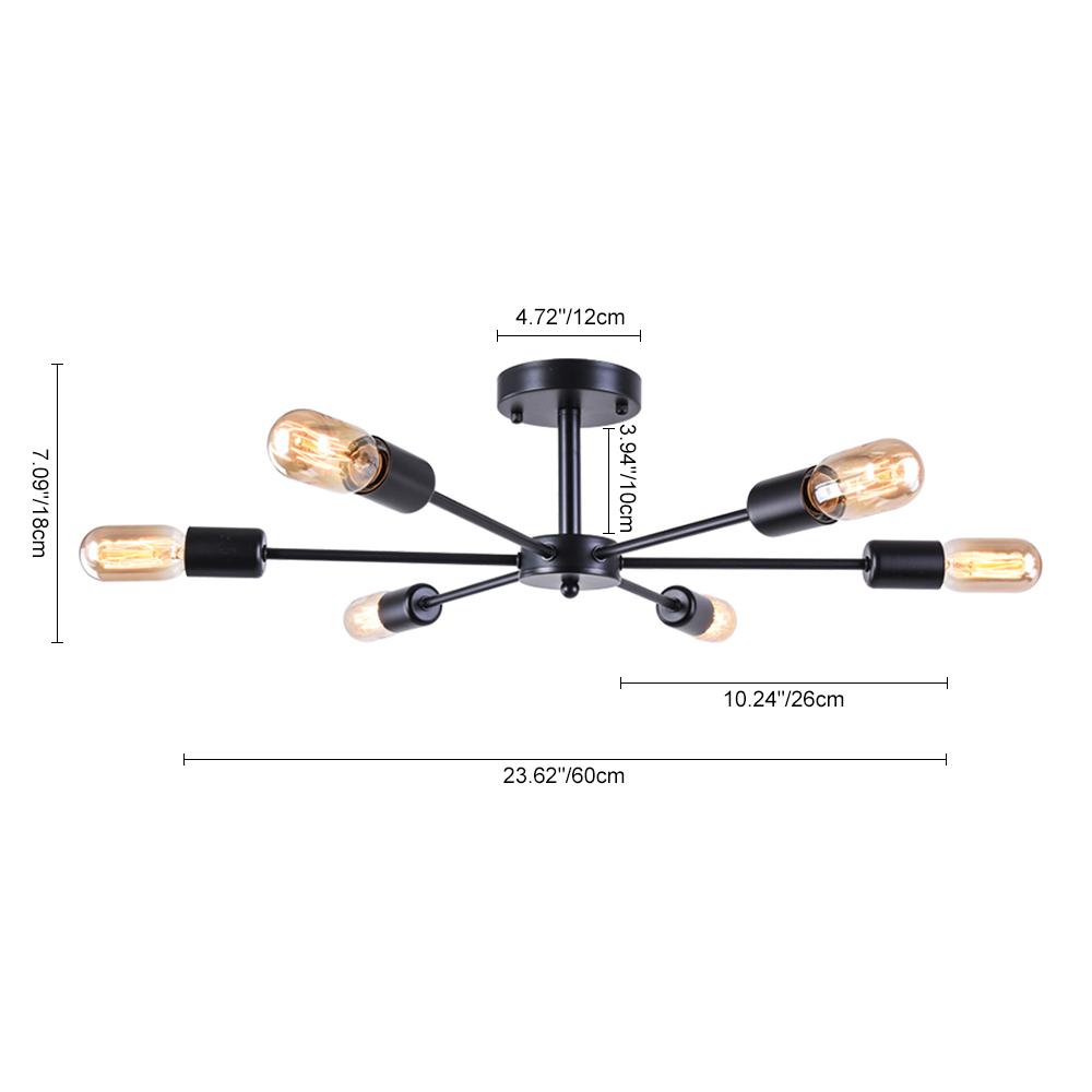 Xyla Modern Mid-Century Sputnik Metal Semi Flush Light