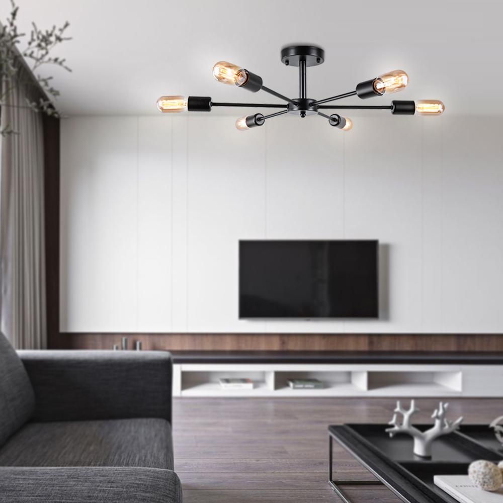 Xyla Modern Mid-Century Sputnik Metal Semi Flush Light